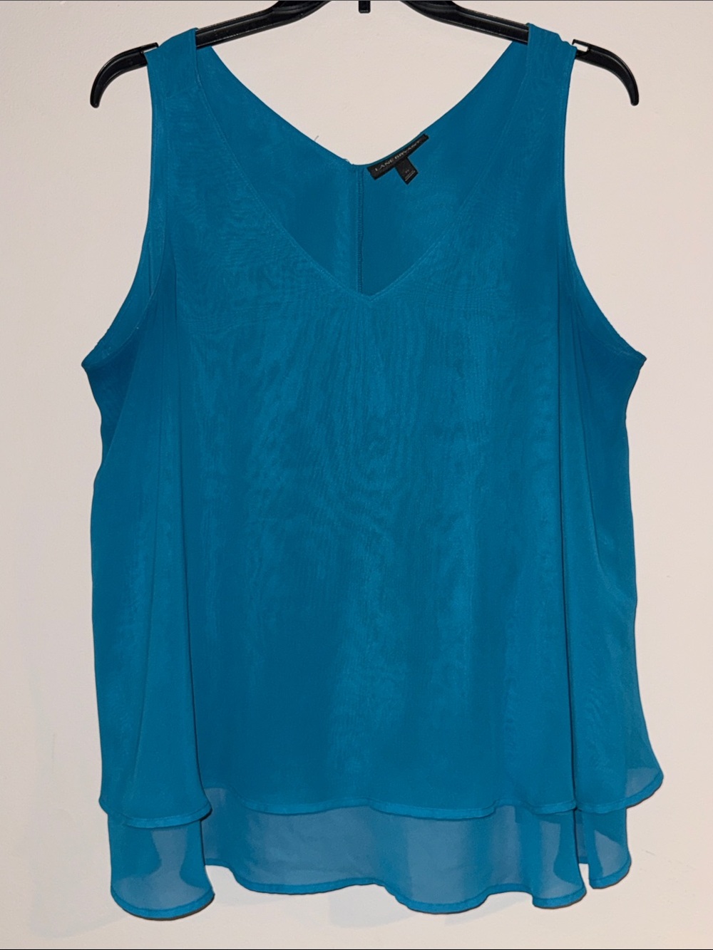 Lane Bryant Teal V-Neck Layered Chiffon Camisole